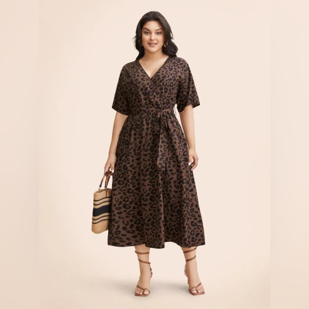 BloomChic Brown Leopard Print Midi Dress